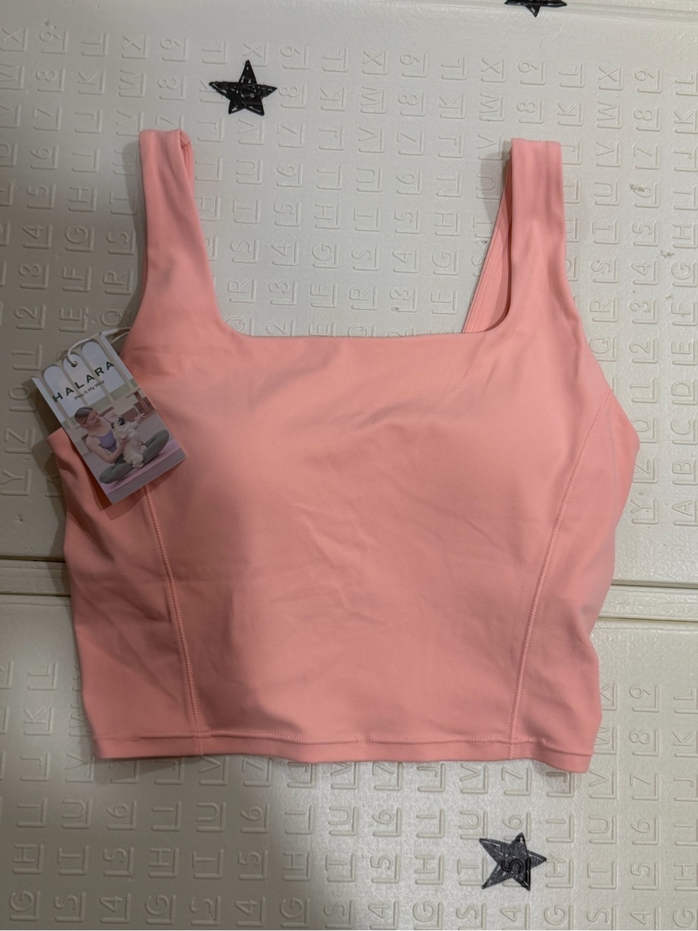 HALARA Coral Pink Square-Neck Crop Top